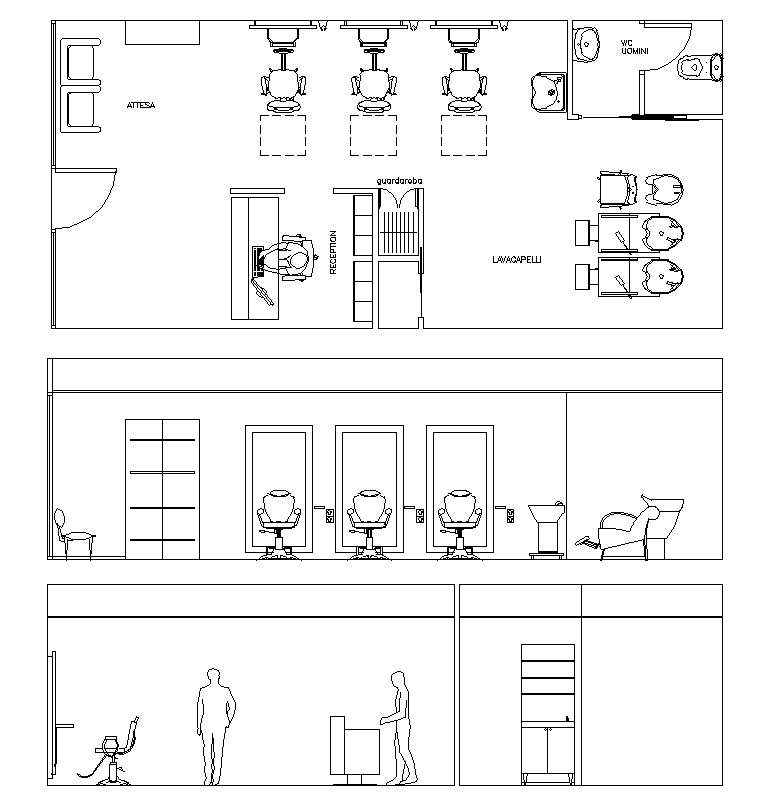 Barber Shop plan - 【Free Download Architectural Cad Drawings】